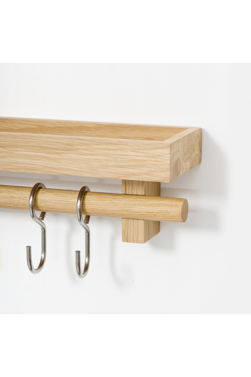 5-Hook Wooden Utensils Shelf | Wireworks | Woodfurniture.com