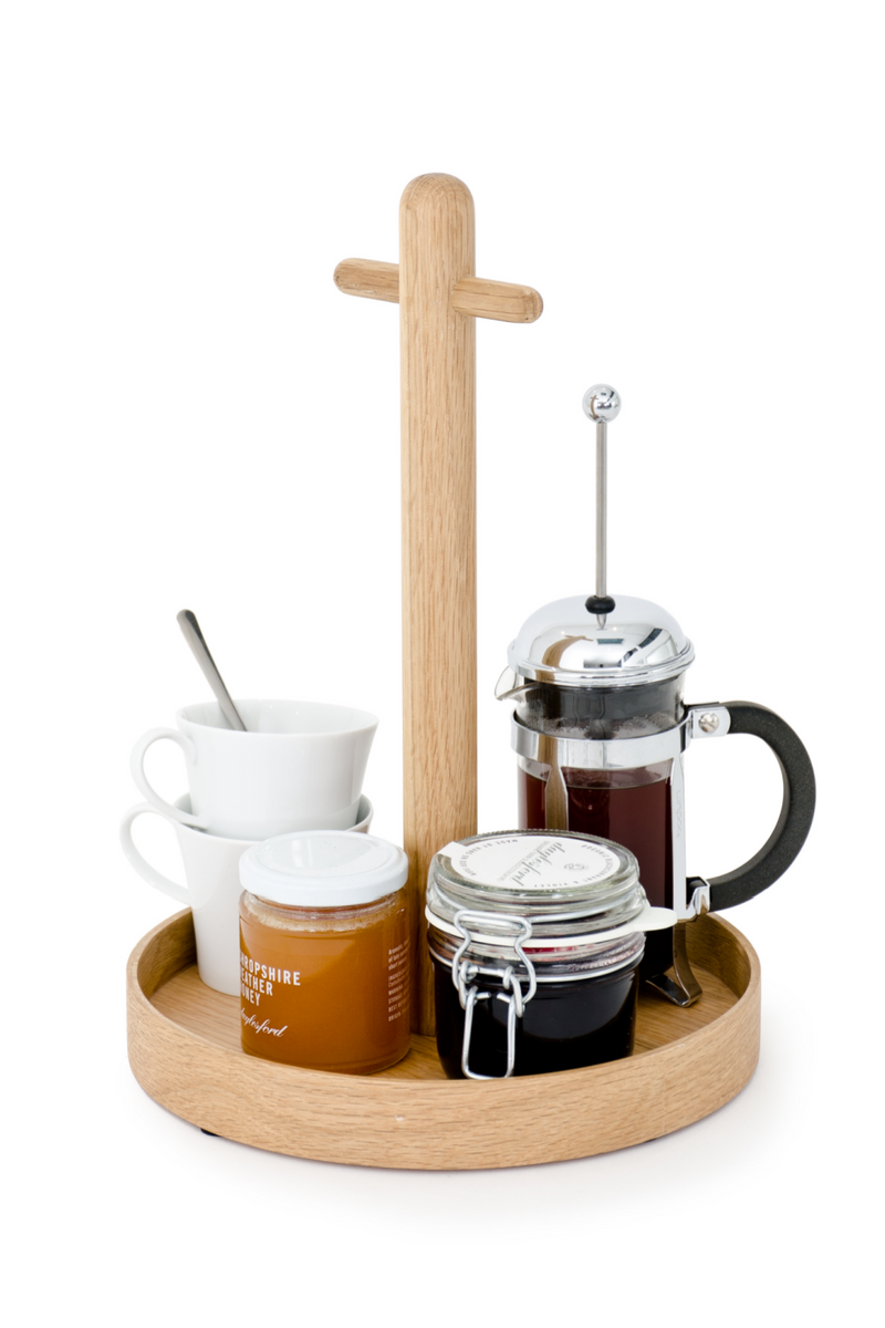 Round Wood Condiment T top Tray | Wireworks | Woodfurniture.com