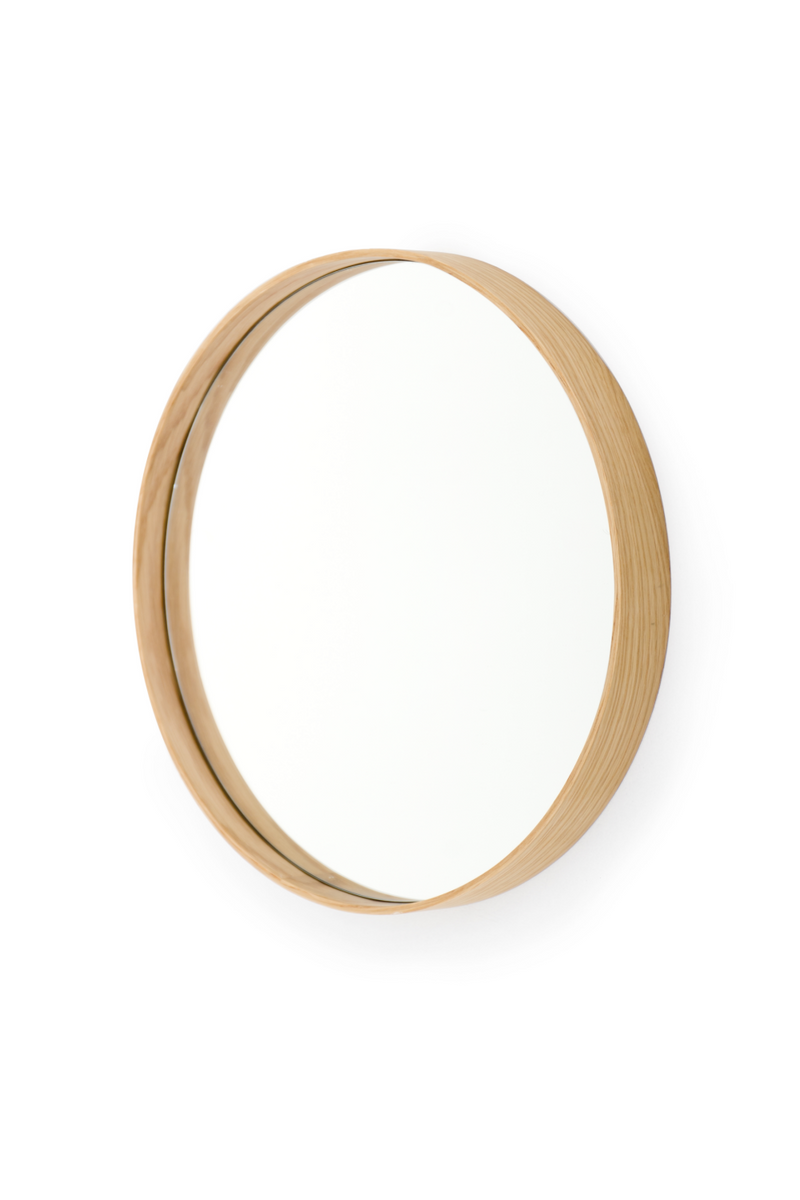 Oak Wooden Round Wall Mirror | Wireworks Glance 310 | Woodfurniture.com