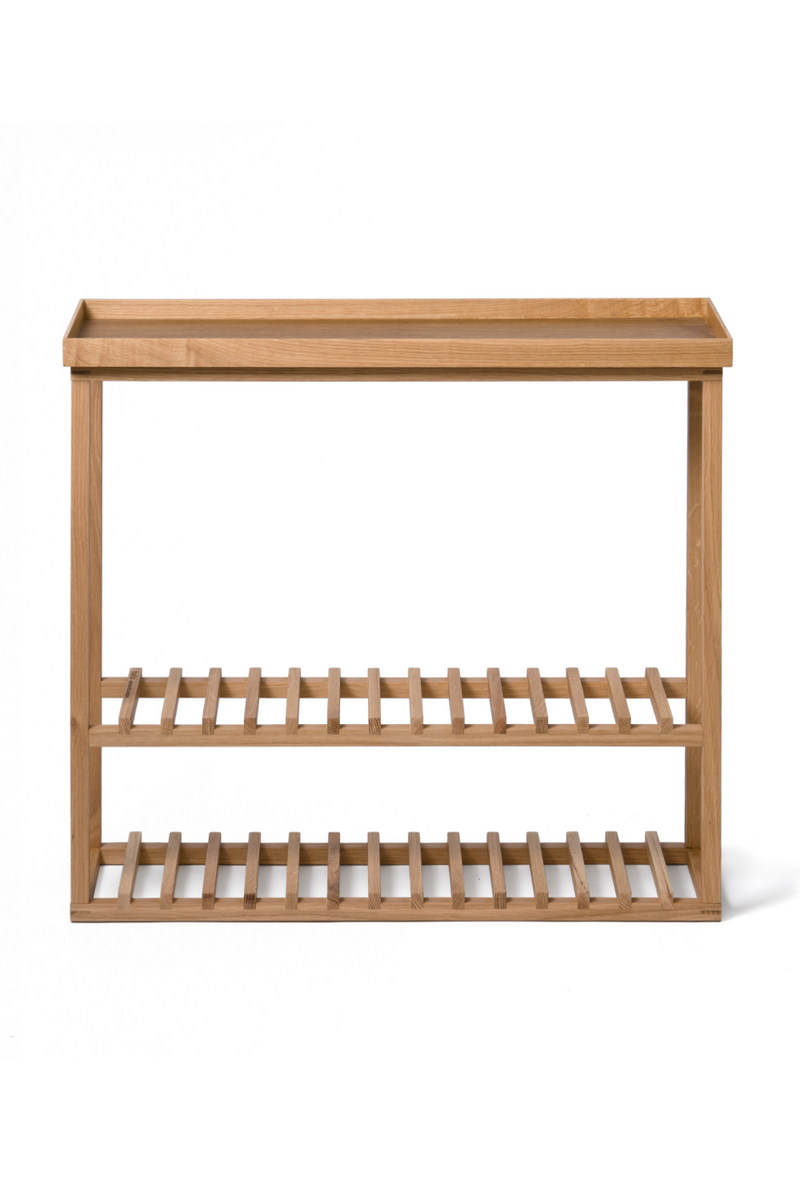 Oak Rectangular Console Table with Storage | Wireworks Hello | Woodfurniture.com