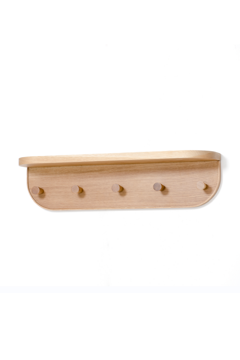 Oak Five-Hook Storage Shelf | Wireworks Nook | Woodfurniture.com