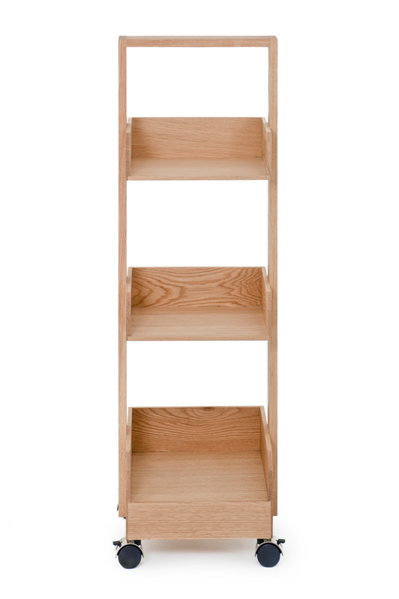 Three-Shelf Wheeled Wood Mini Bookcase | Wireworks Bookie | Woodfurniture.com