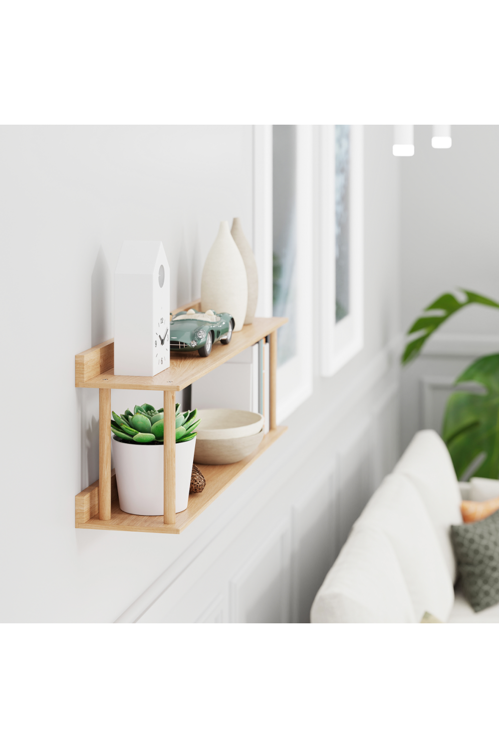 2 Level Wooden Wall Shelf | Wireworks Platform 2  | Woodfurniture.com