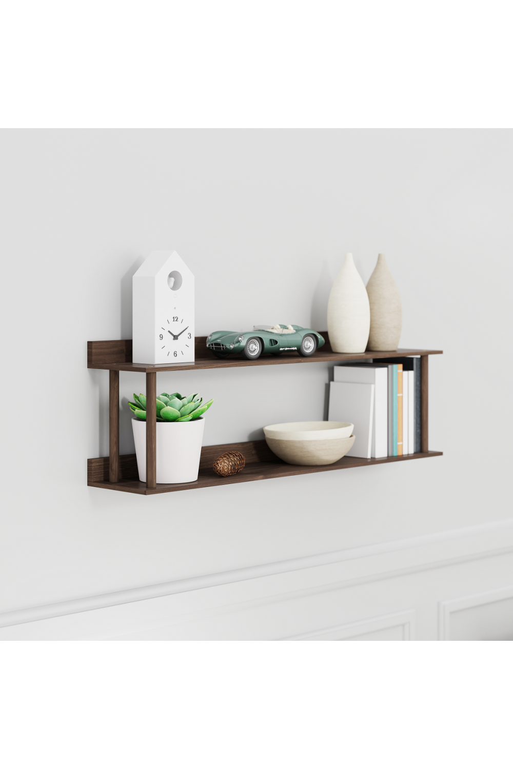 2 Level Wooden Wall Shelf | Wireworks Platform 2 | Woodfurniture.com