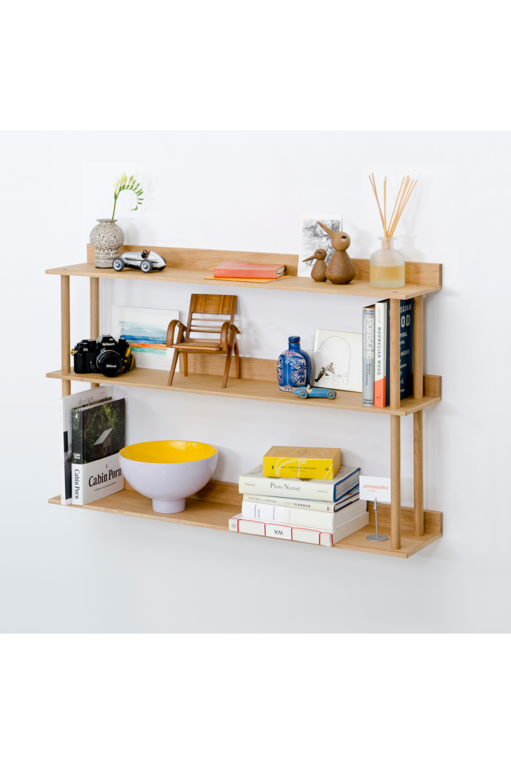 3 Level Wooden Wall Shelf  | Wireworks Platform 3 | Woodfurniture.com