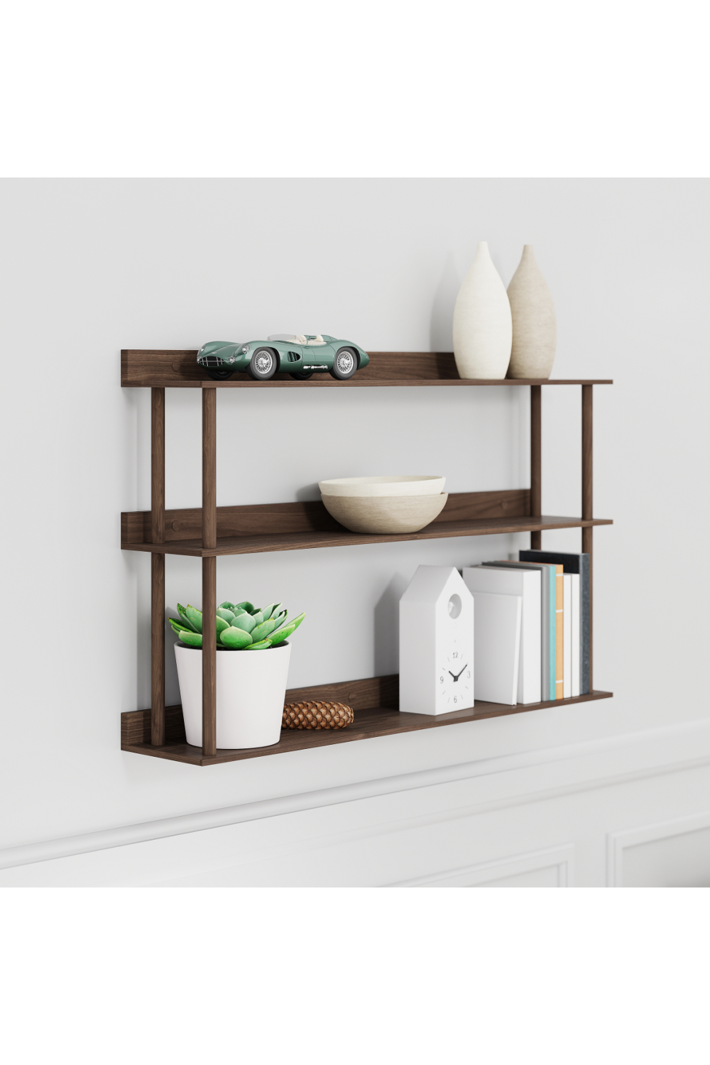 3 Level Wooden Wall Shelf  | Wireworks Platform 3 | Woodfurniture.com