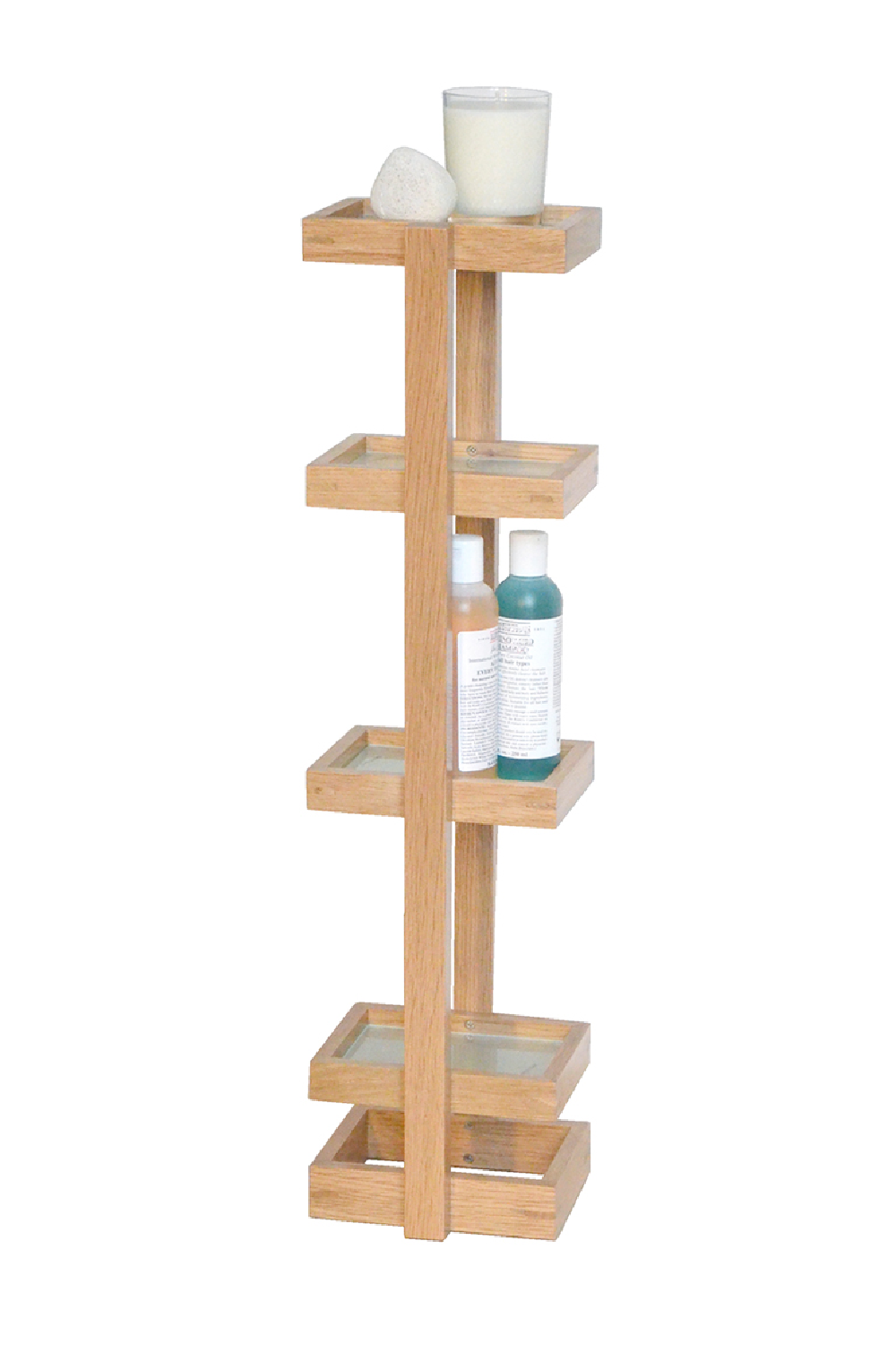 Freestanding Oak Bathroom Storage Tower | Wireworks Mezza | Woodfurniture.com