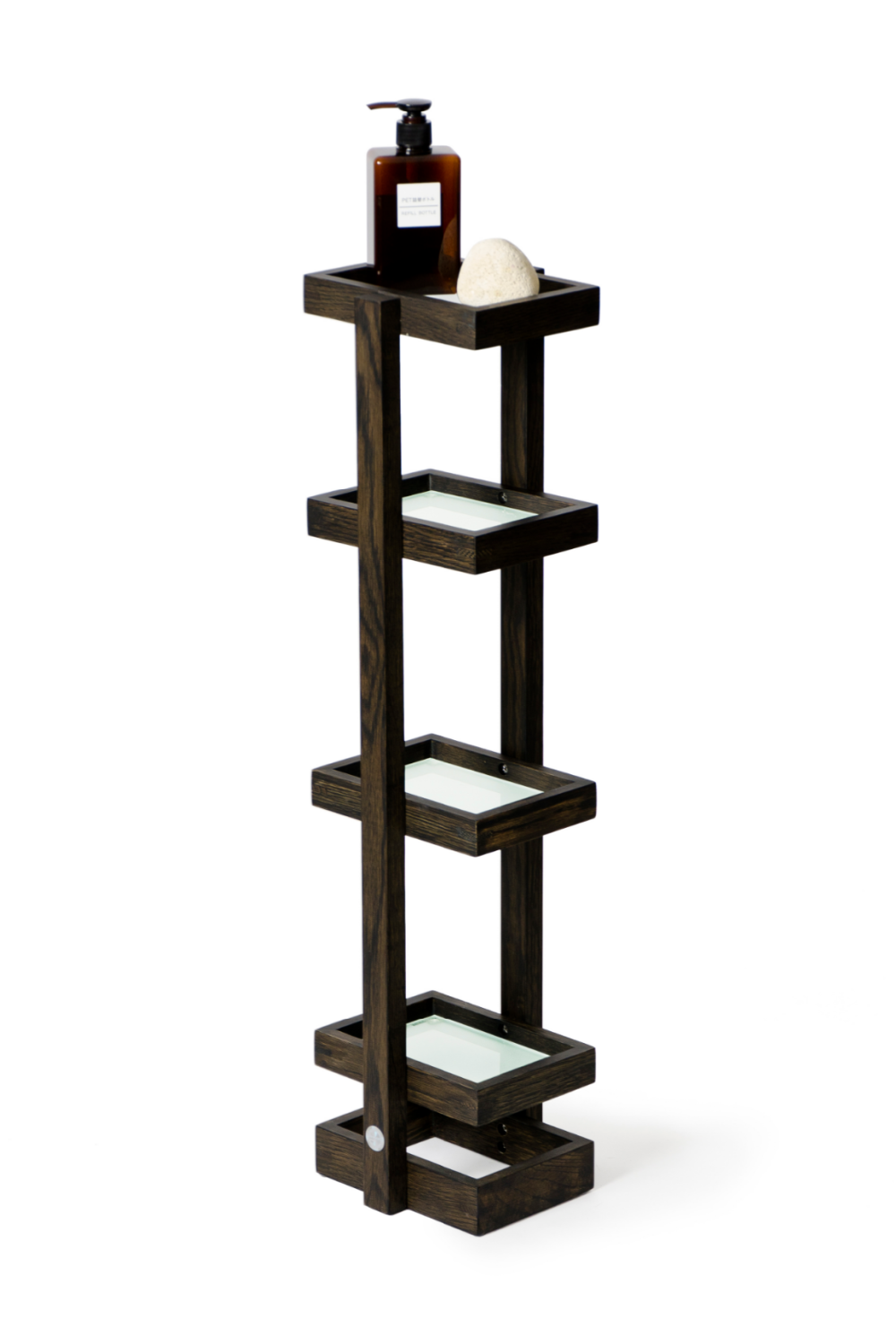 Freestanding Oak Bathroom Storage Tower | Wireworks Mezza | Woodfurniture.com