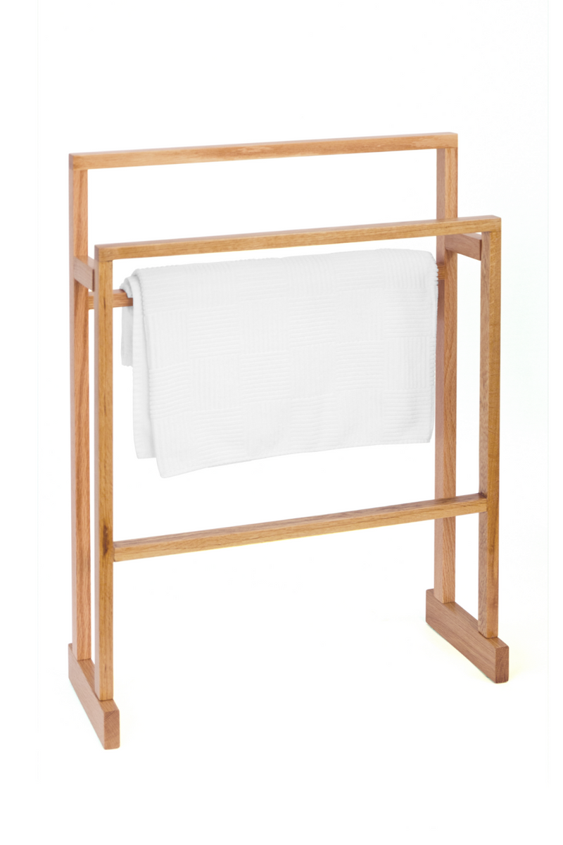 Oak Standing Towel Holder - S | Wireworks Mezza | Woodfurniture.com