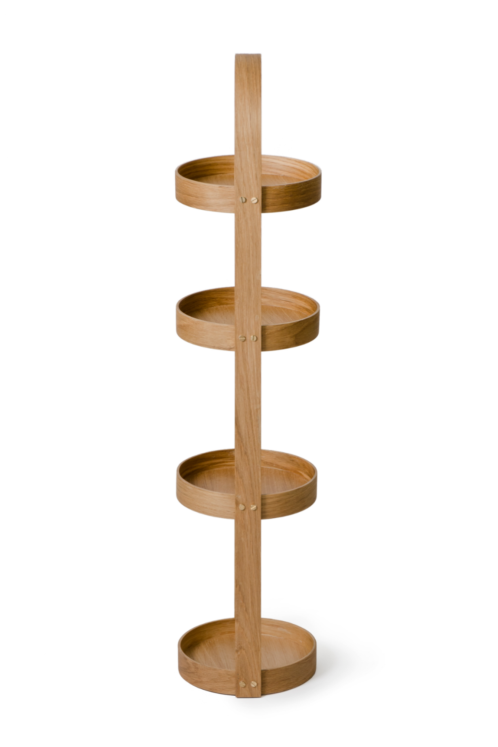 4 Tray Round Oak Storage Caddy | Wireworks Mezza | Woodfurniture.com