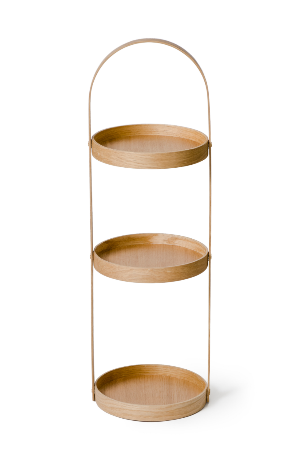 3 Tray Round Oak Storage Caddy | Wireworks Mezza | Woodfurniture.com