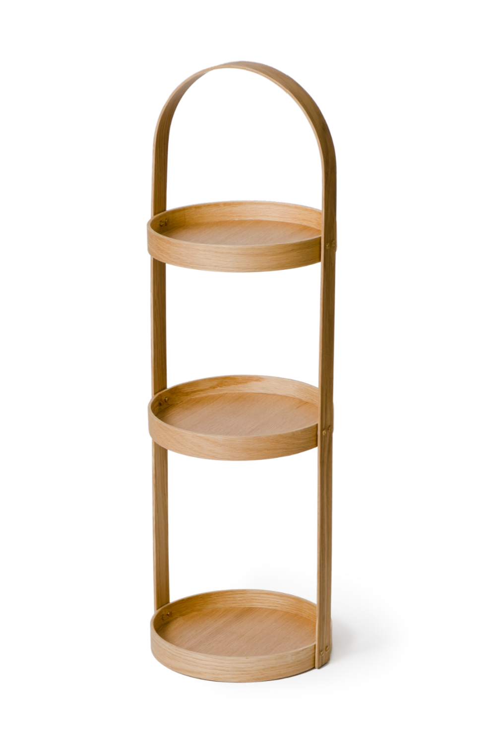 3 Tray Round Oak Storage Caddy | Wireworks Mezza | Woodfurniture.com