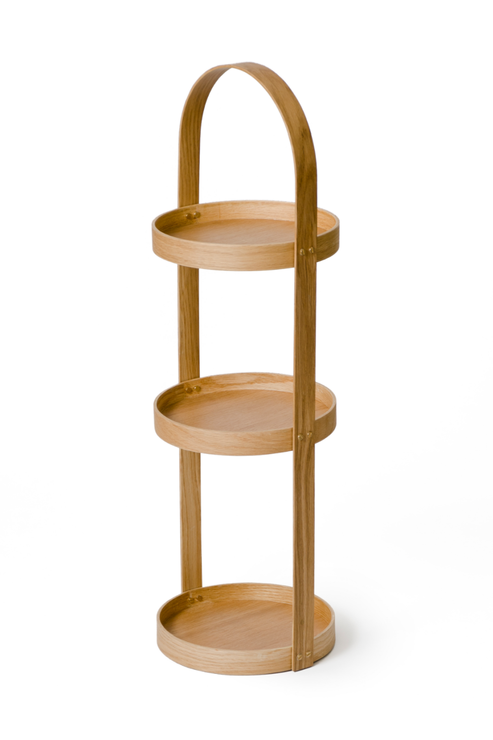 3 Tray Round Oak Storage Caddy | Wireworks Mezza | Woodfurniture.com