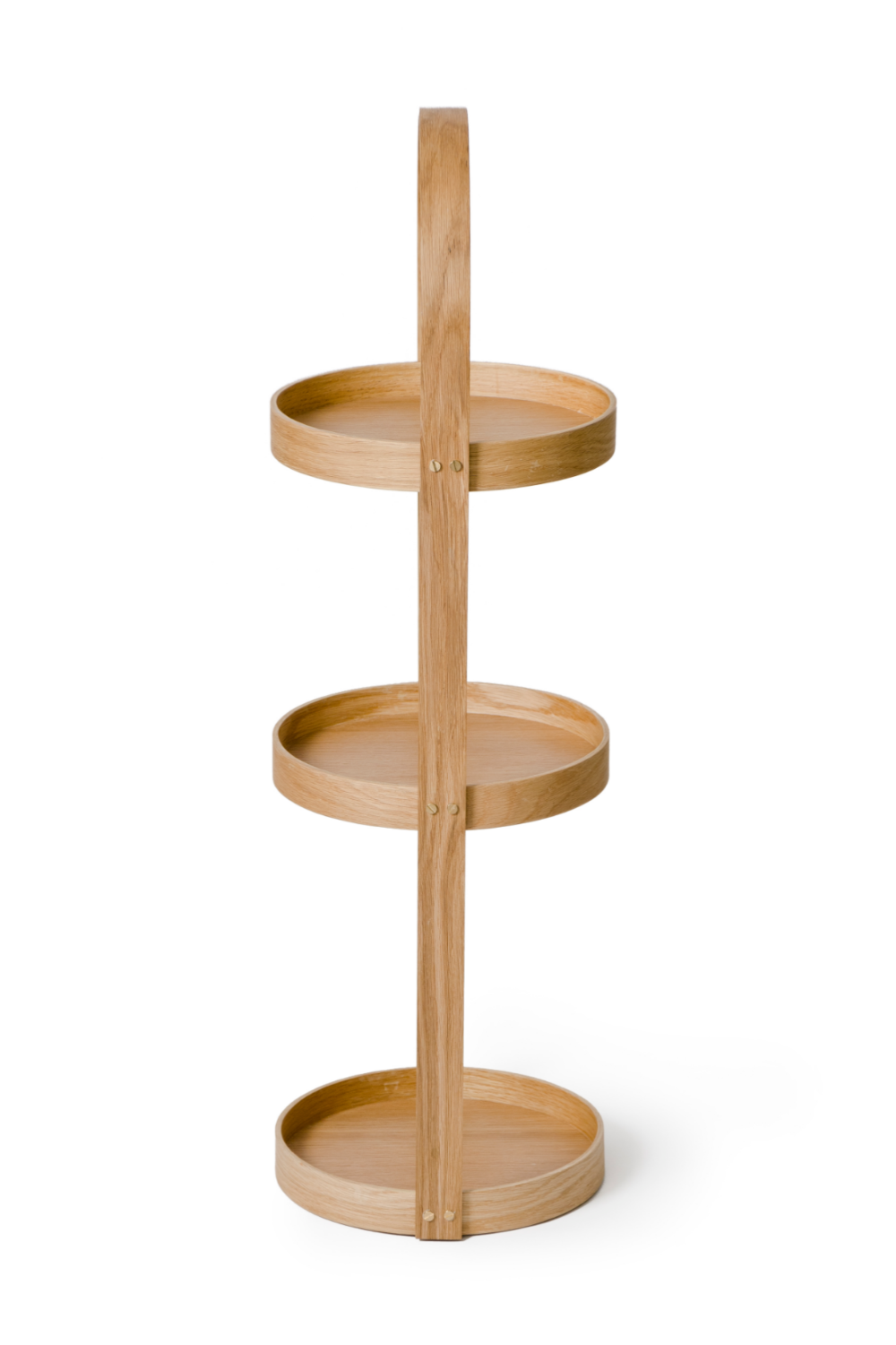 3 Tray Round Oak Storage Caddy | Wireworks Mezza | Woodfurniture.com