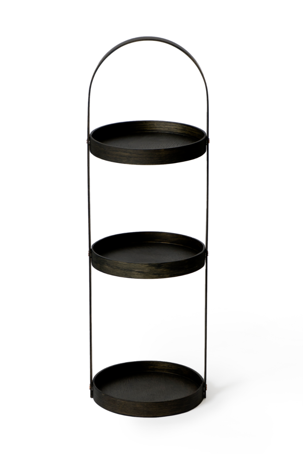 3 Tray Round Oak Storage Caddy | Wireworks Mezza | Woodfurniture.com