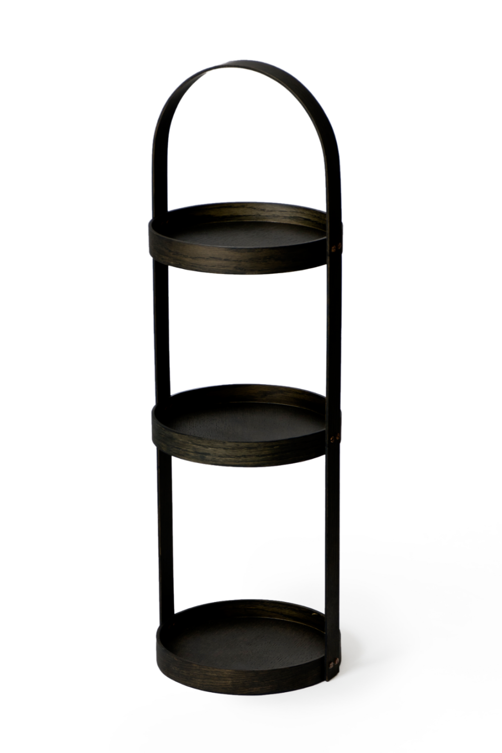 3 Tray Round Oak Storage Caddy | Wireworks Mezza | Woodfurniture.com