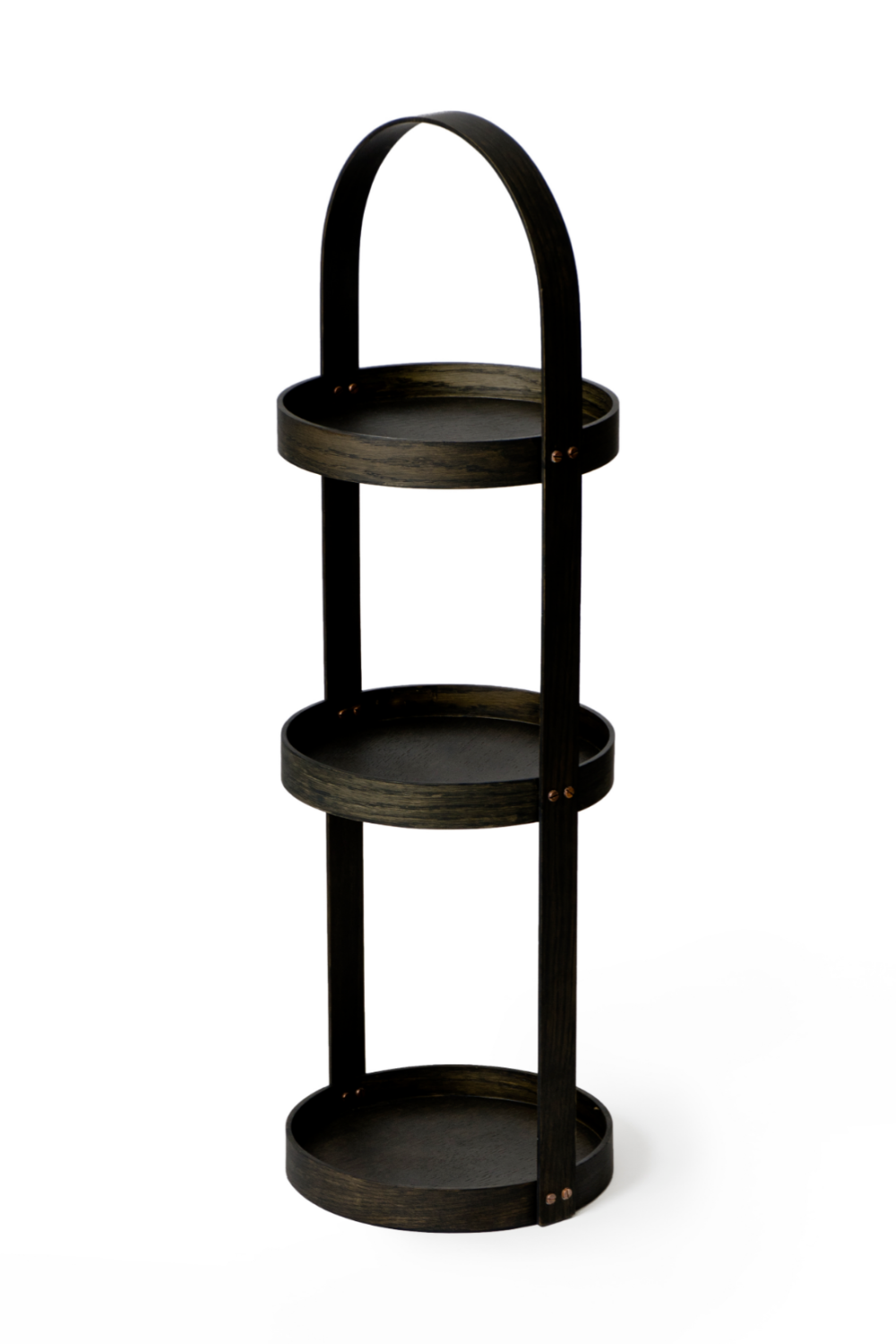 3 Tray Round Oak Storage Caddy | Wireworks Mezza | Woodfurniture.com