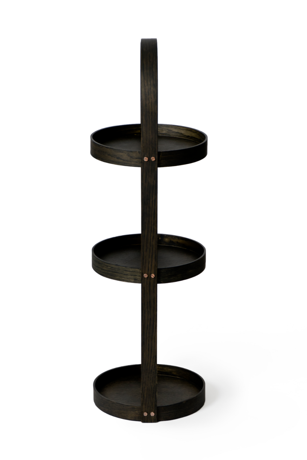 3 Tray Round Oak Storage Caddy | Wireworks Mezza | Woodfurniture.com