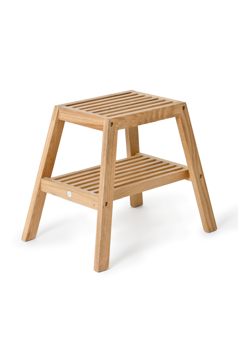 2-Level Oak Step Stool | Wireworks Slatted | Woodfurniture.com