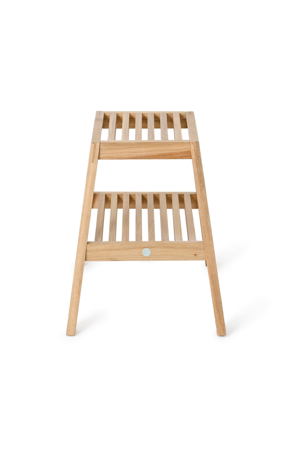 2-Level Oak Step Stool | Wireworks Slatted | Woodfurniture.com