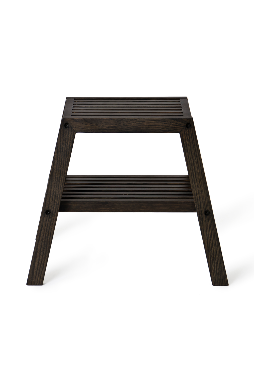 2-Level Oak Step Stool | Wireworks Slatted | Woodfurniture.com