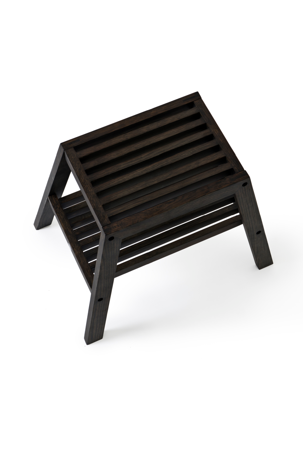 2-Level Oak Step Stool | Wireworks Slatted | Woodfurniture.com