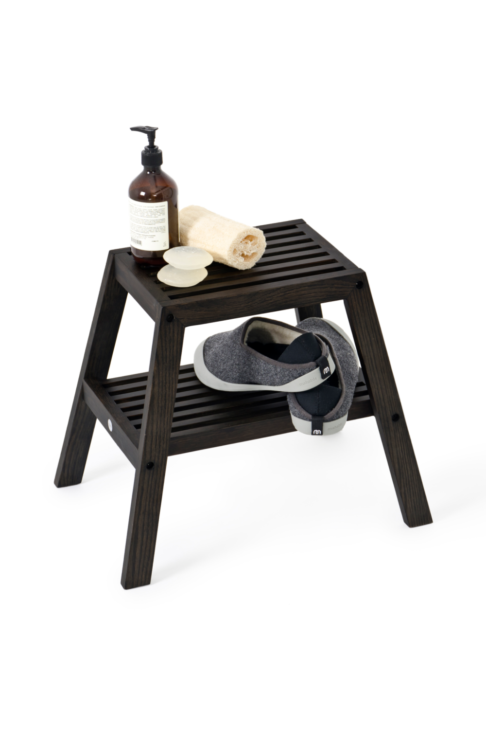 2-Level Oak Step Stool | Wireworks Slatted | Woodfurniture.com