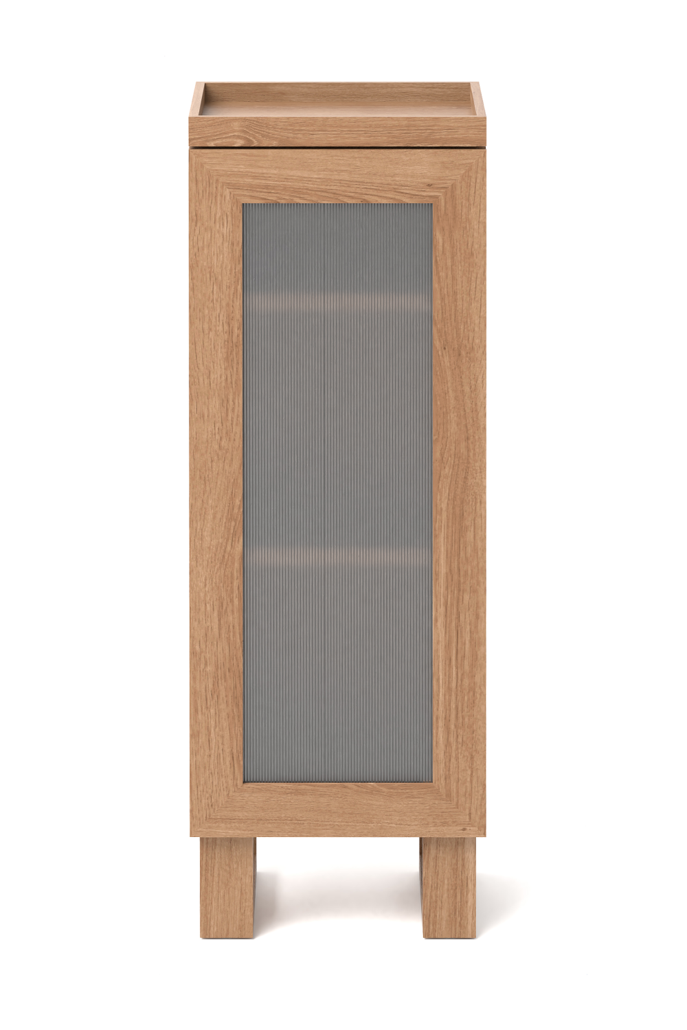 Oak Bathroom Cabinet with Ribbed Glass | Wireworks Tallboy Mezza | Woodfurniture.com