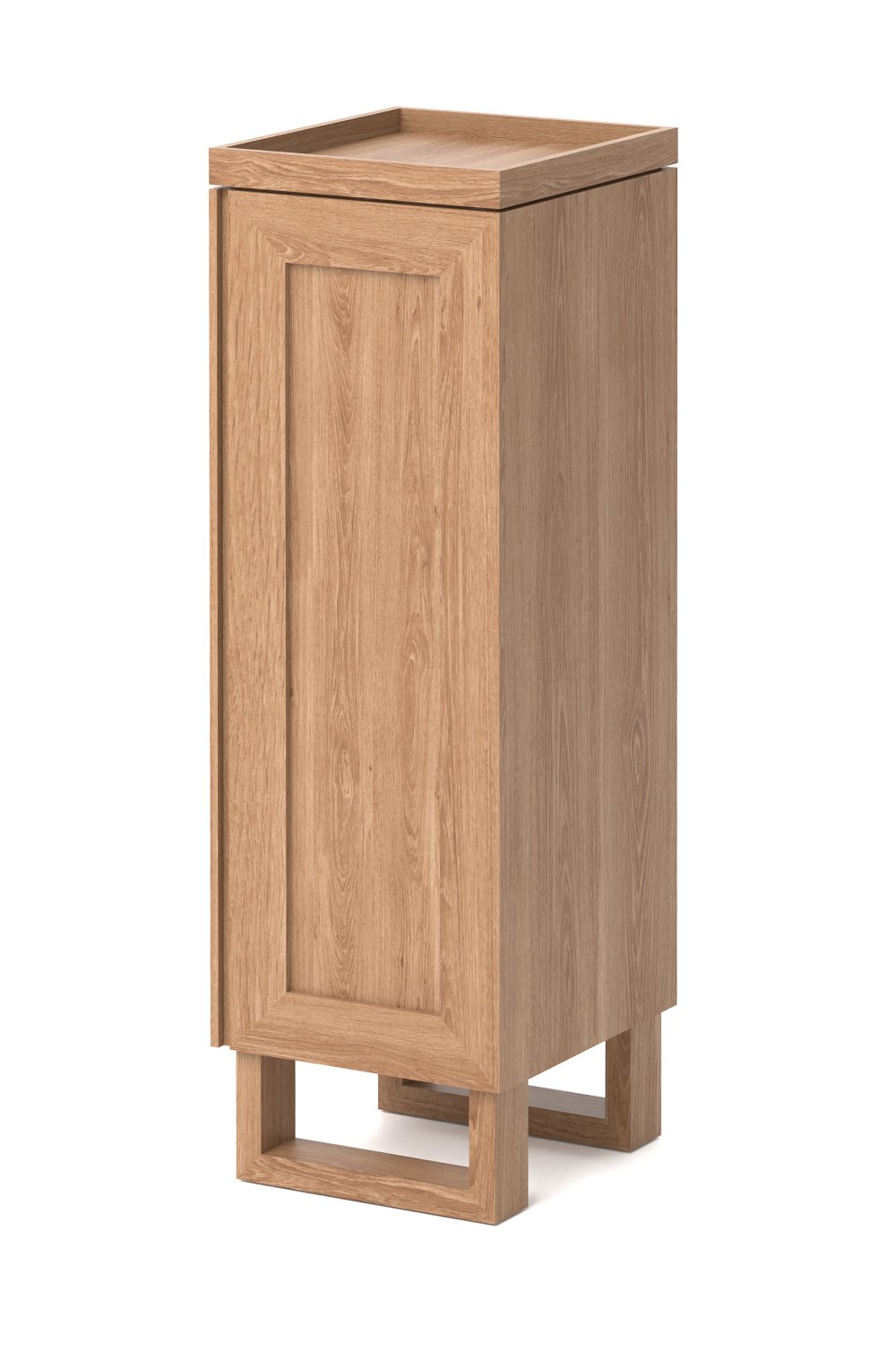 Oak Bathroom Cabinet with Ribbed Glass | Wireworks Tallboy Mezza | Woodfurniture.com