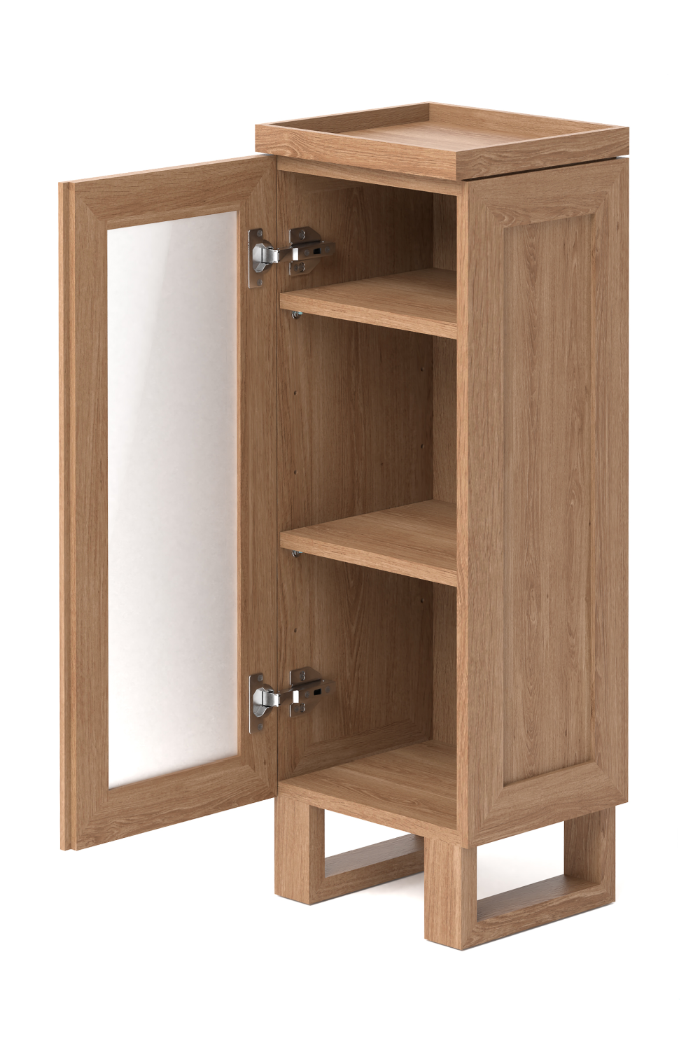 Oak Bathroom Cabinet with Ribbed Glass | Wireworks Tallboy Mezza | Woodfurniture.com