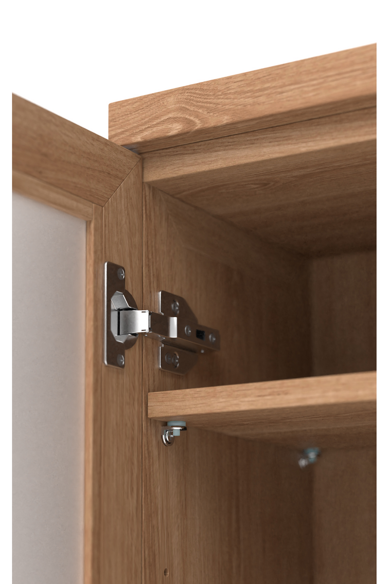 Oak Bathroom Cabinet with Ribbed Glass | Wireworks Tallboy Mezza | Woodfurniture.com