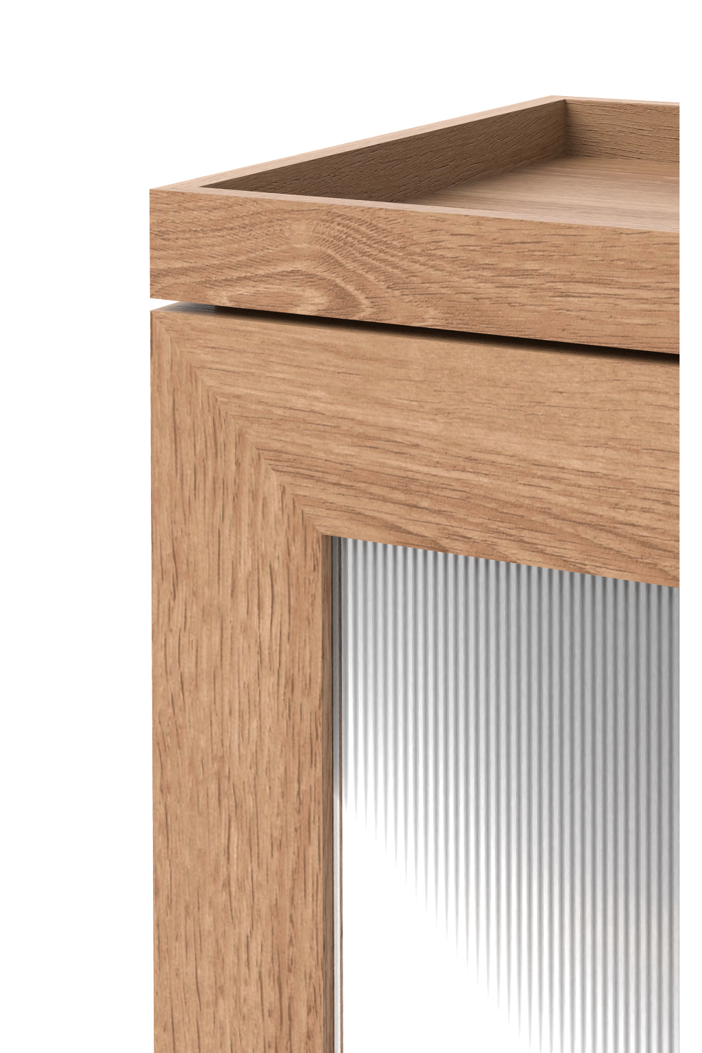 Oak Bathroom Cabinet with Ribbed Glass | Wireworks Tallboy Mezza | Woodfurniture.com