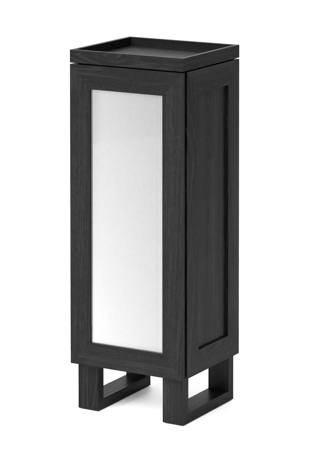 Oak Bathroom Cabinet with Ribbed Glass | Wireworks Tallboy Mezza | Woodfurniture.com