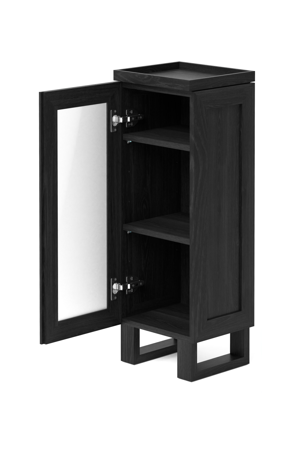 Oak Bathroom Cabinet with Ribbed Glass | Wireworks Tallboy Mezza | Woodfurniture.com