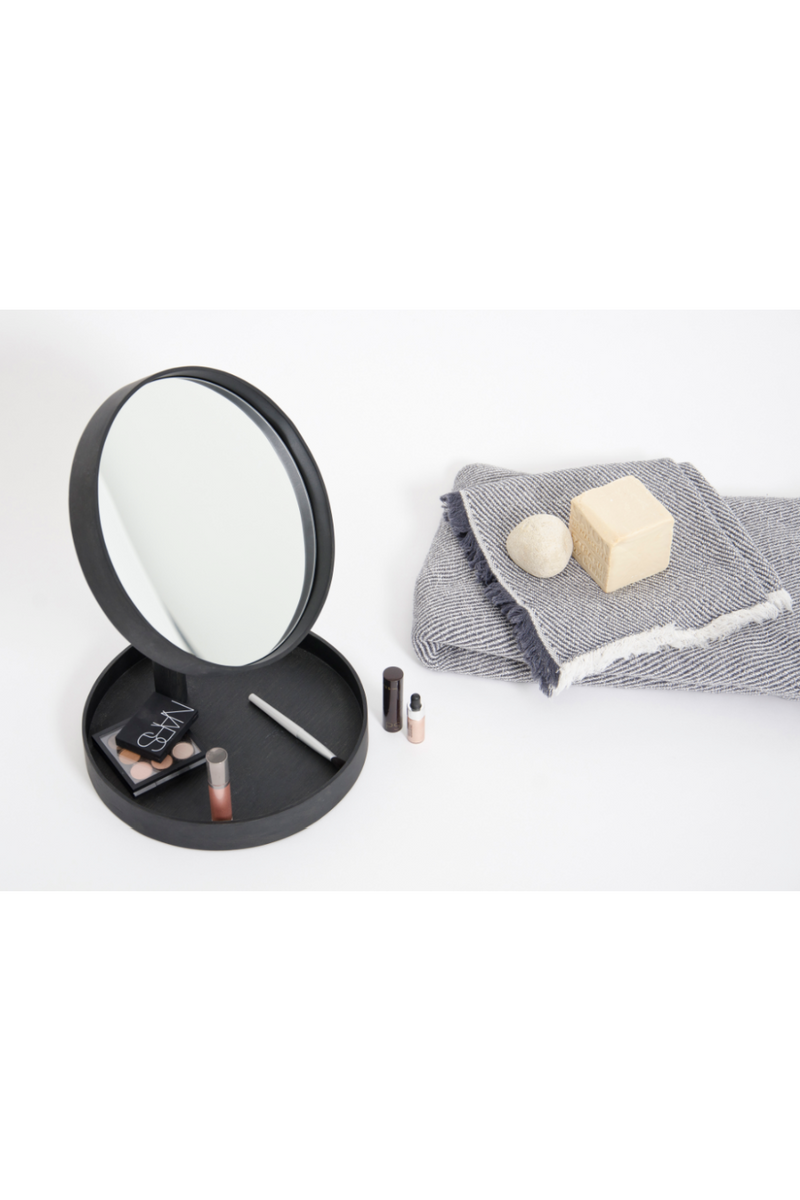Oak Magnifying Vanity Mirror with Storage Tray | Wireworks Look | Woodfurniture.com