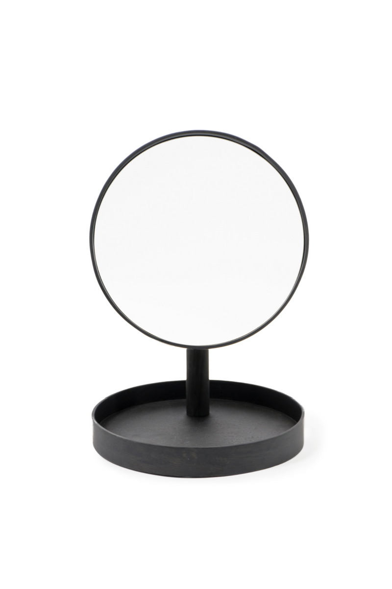 Oak Magnifying Vanity Mirror with Storage Tray | Wireworks Look | Woodfurniture.com