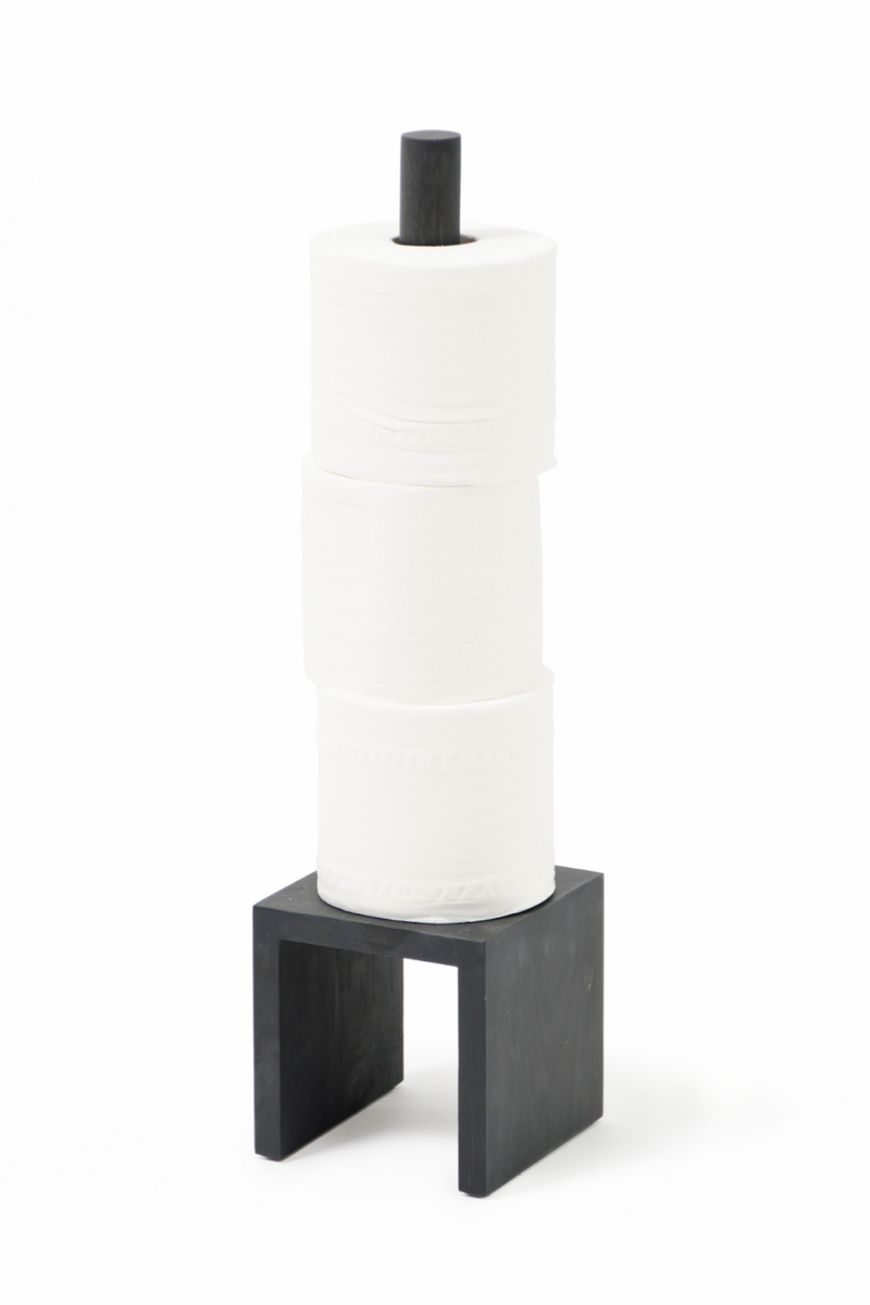 Oak Standing Toilet Paper Holder  | Wireworks Cosmos | Woodfurniture.com