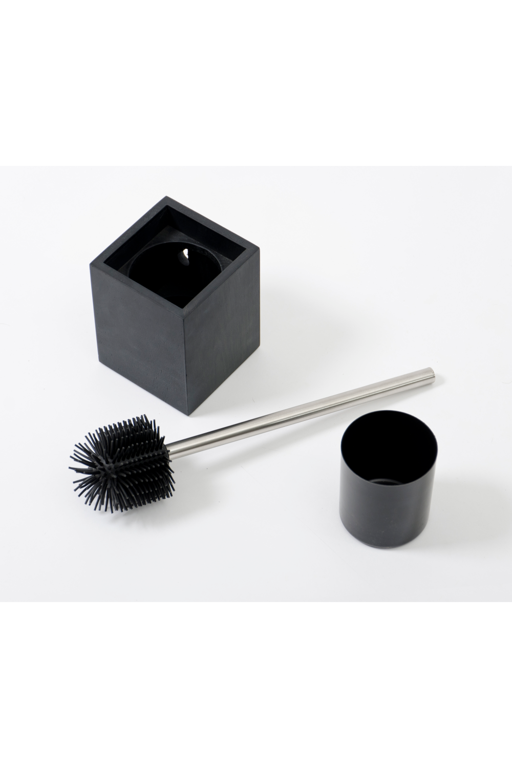 Oak Square Toilet Brush Holder Set | Wireworks Cosmos | Woodfurniture.com