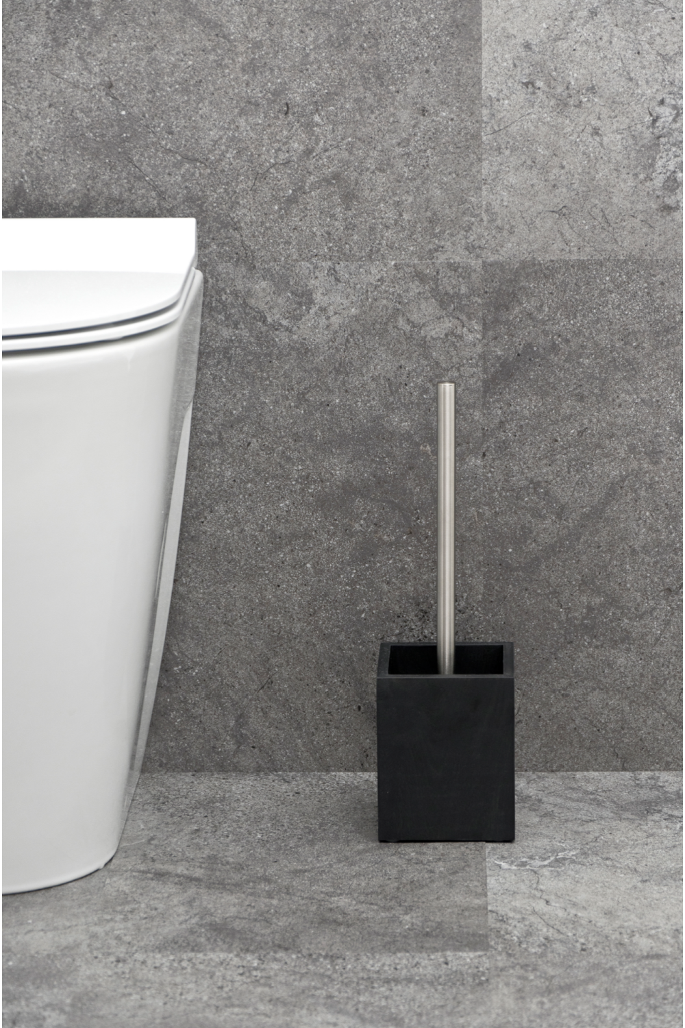 Oak Square Toilet Brush Holder Set | Wireworks Cosmos | Woodfurniture.com