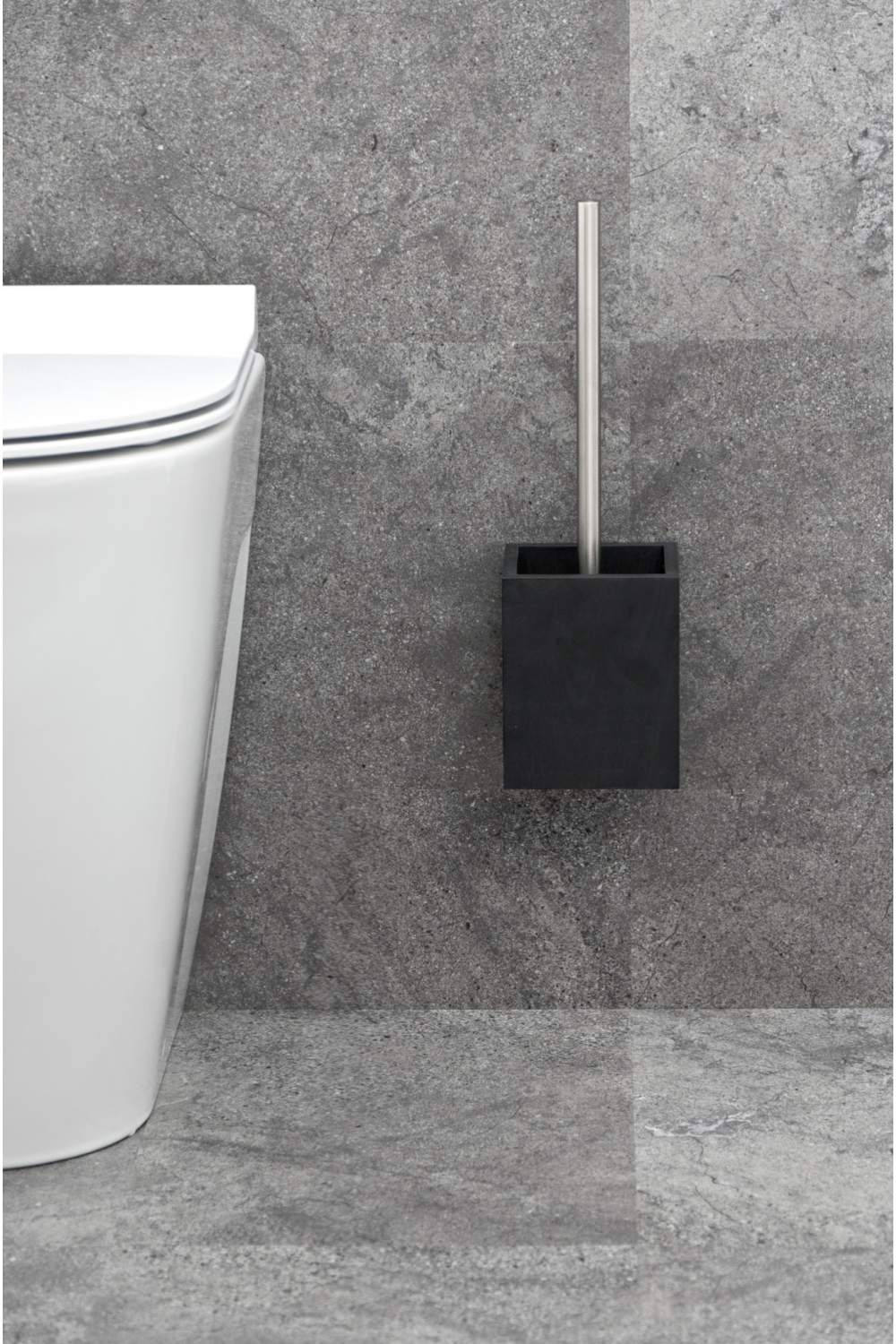 Oak Square Toilet Brush Holder Set | Wireworks Cosmos | Woodfurniture.com