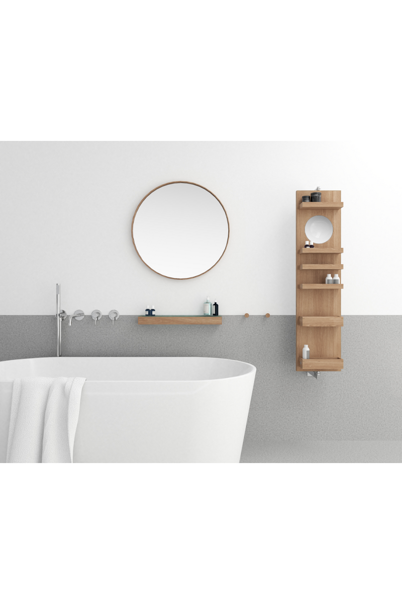 Rotating Oak Bathroom Cabinet with Mirror | Wireworks Cosmos | Woodfurniture.com