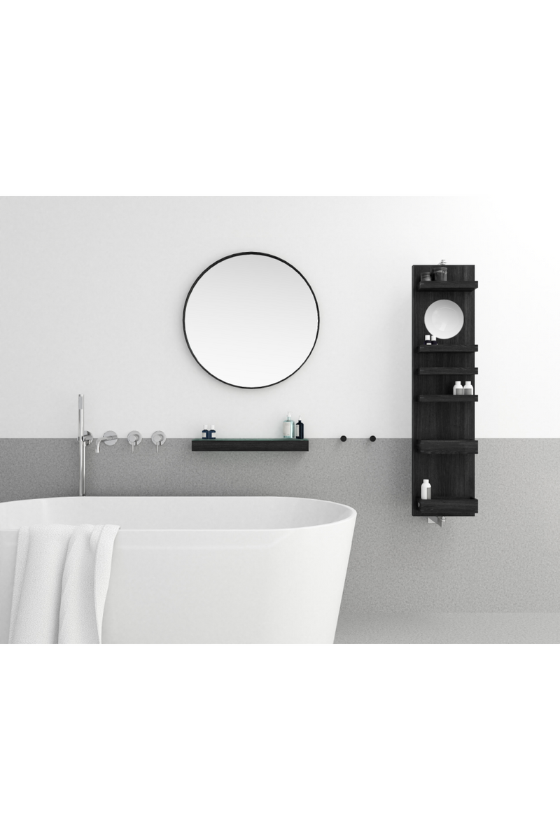 Rotating Oak Bathroom Cabinet with Mirror | Wireworks Cosmos | Woodfurniture.com