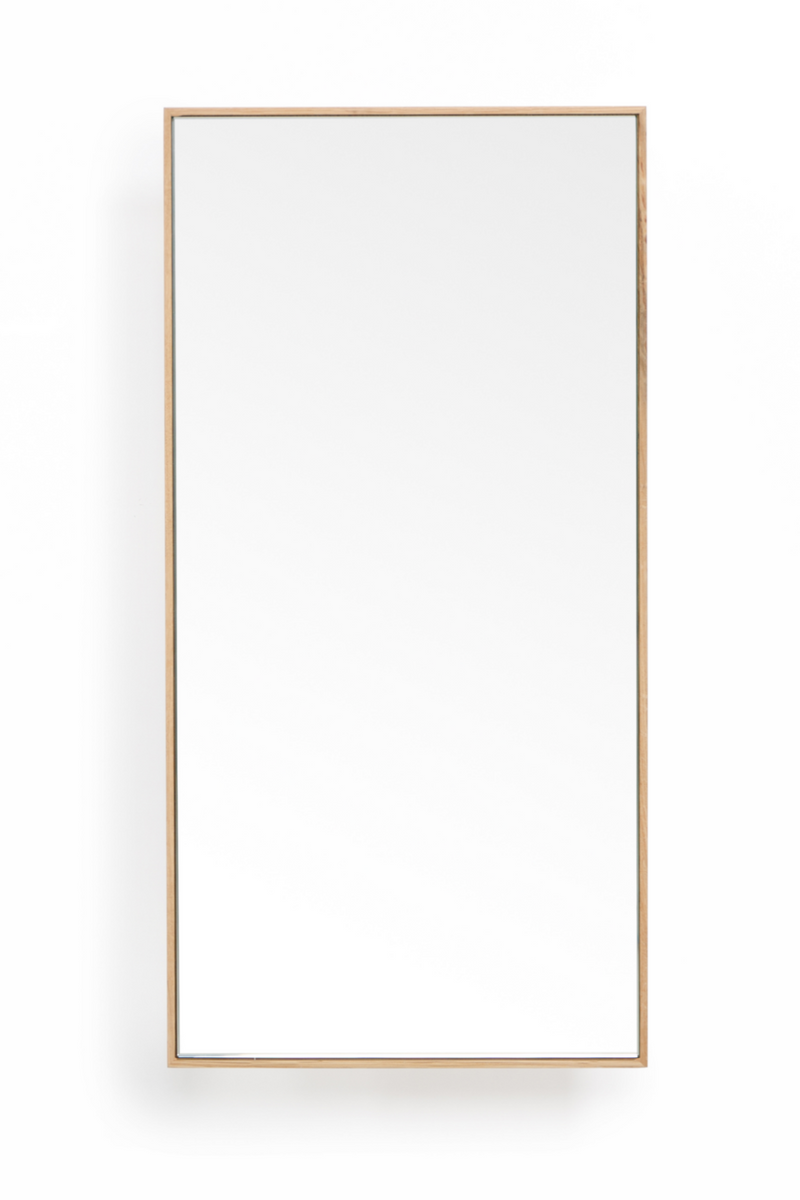 Oak Vanity Mirror with Storage Trays | Wireworks Slimline 3 | Woodfurniture.com