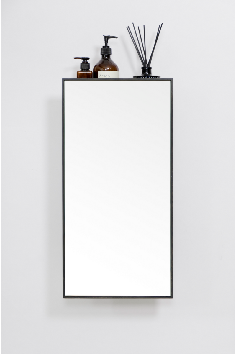 Oak Vanity Mirror with Storage Trays | Wireworks Slimline 3 | Woodfurniture.com