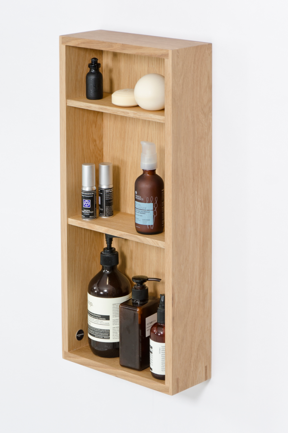 Oak Wall Mounted Bathroom Shelf | Wireworks Slimline | Woodfurniture.com