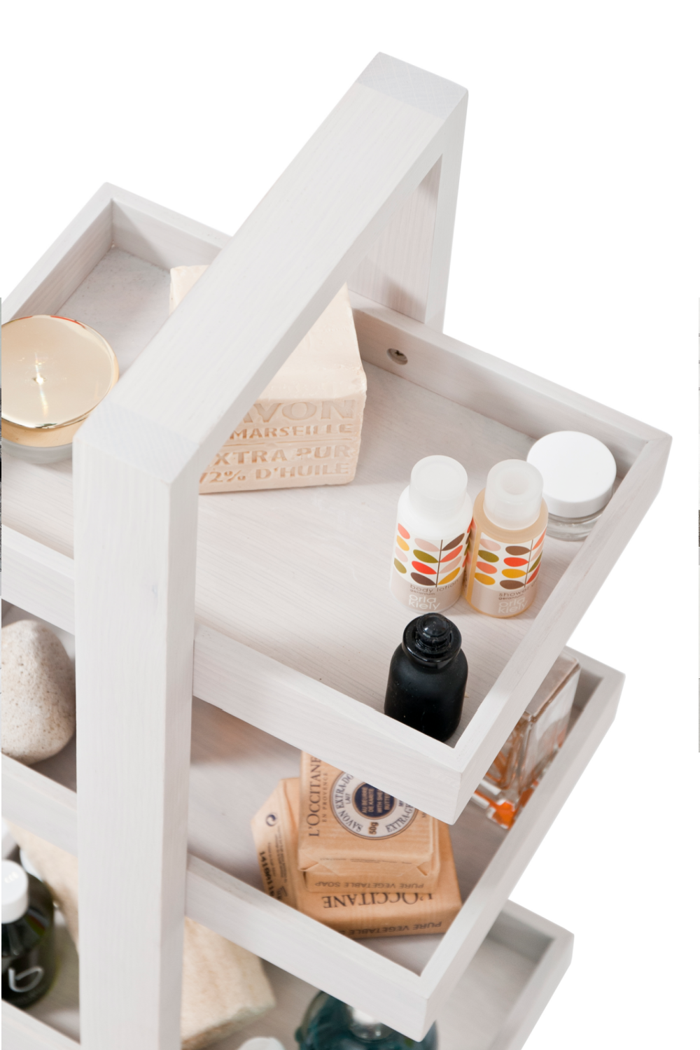 Oak 4 Tray Portable Storage Caddy | Wireworks Quattro | Woodfurniture.com