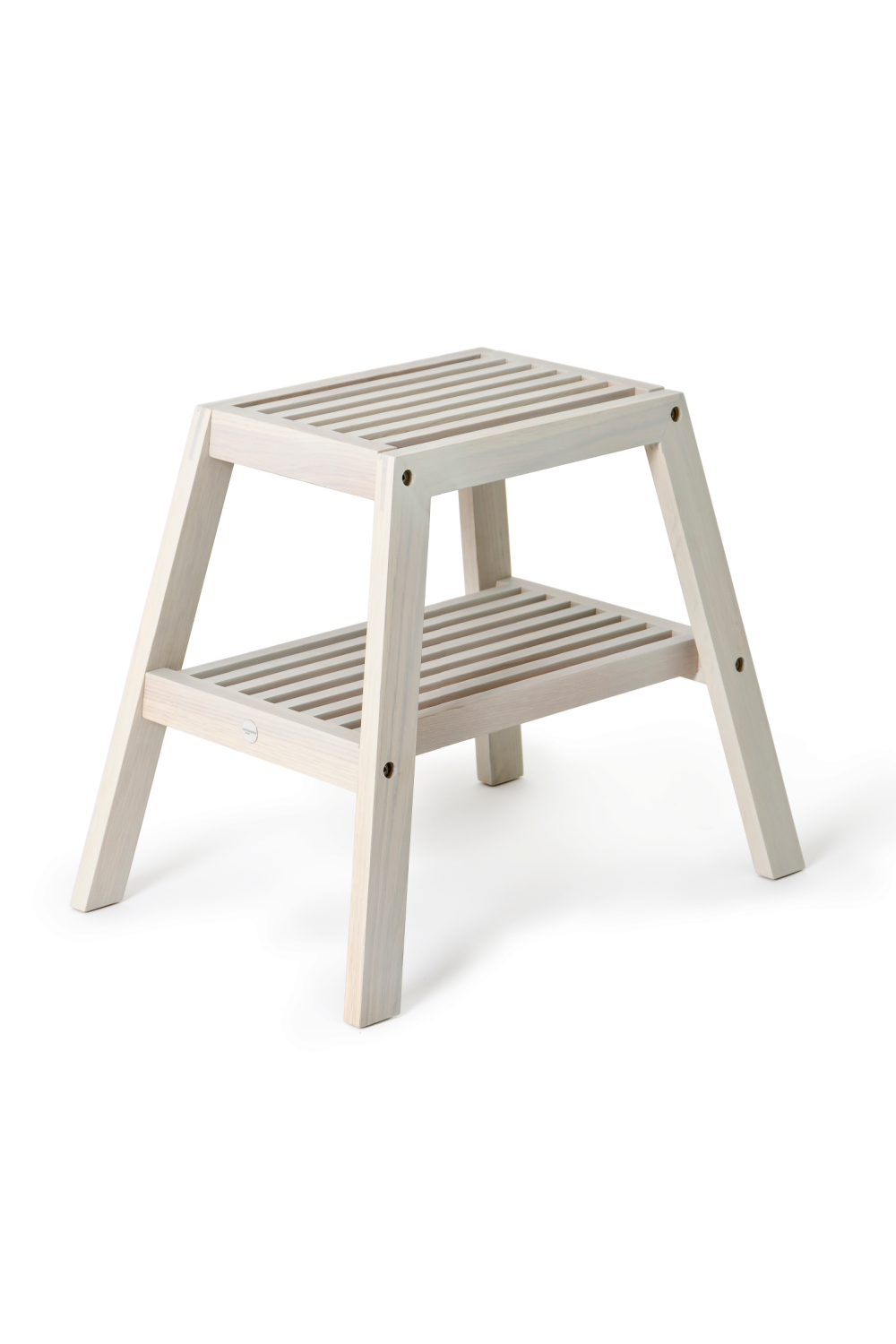 2-Level Oak Step Stool | Wireworks Slatted | Woodfurniture.com