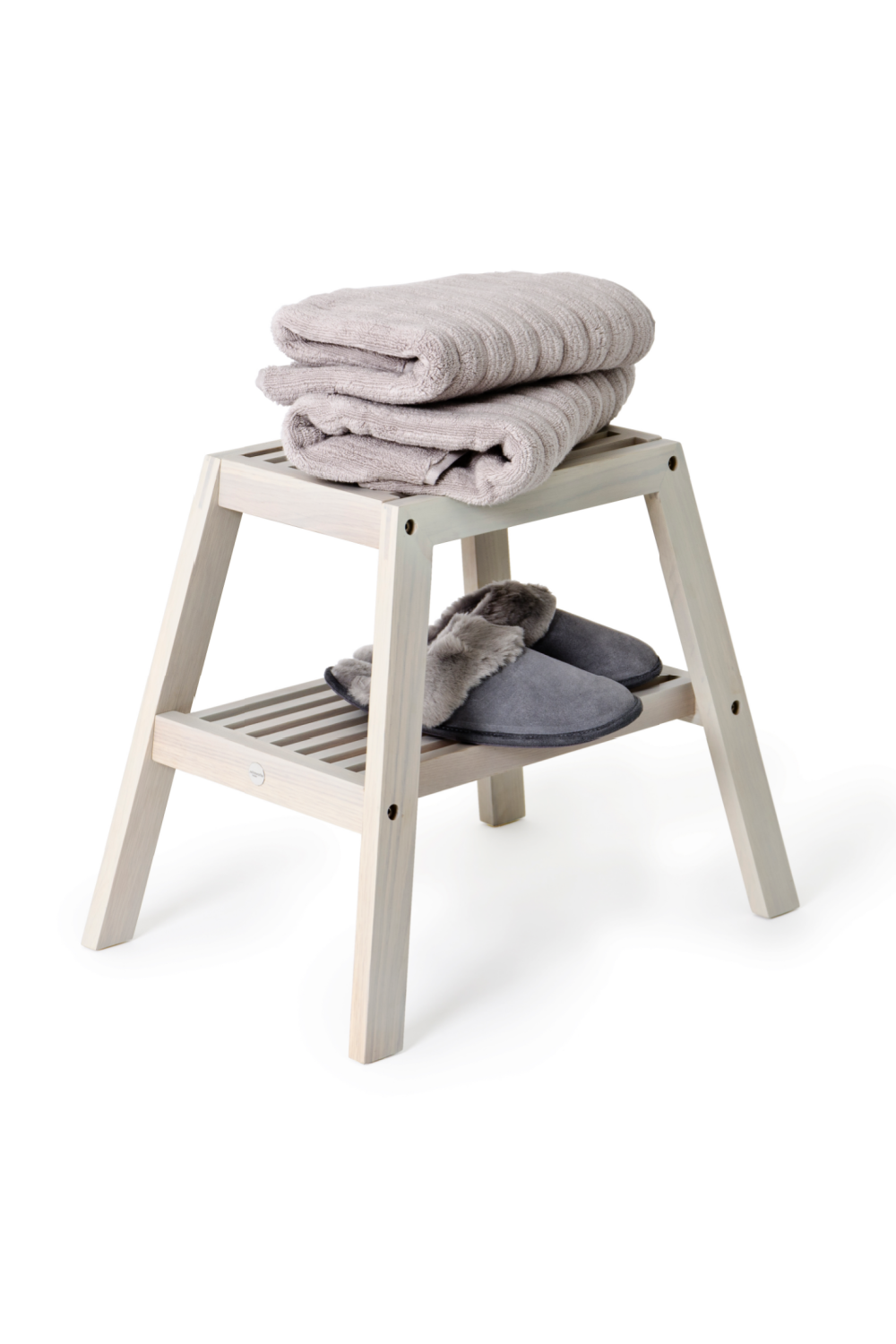 2-Level Oak Step Stool | Wireworks Slatted | Woodfurniture.com