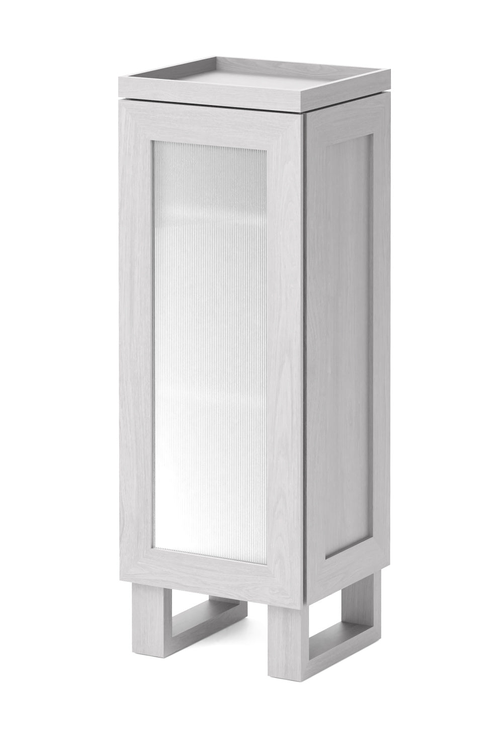 Oak Bathroom Cabinet with Ribbed Glass | Wireworks Tallboy Mezza | Woodfurniture.com