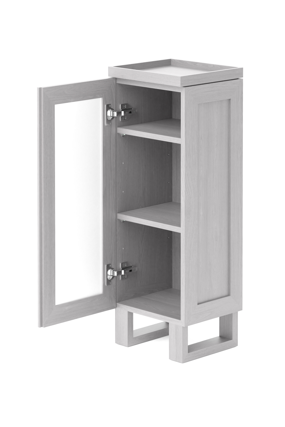 Oak Bathroom Cabinet with Ribbed Glass | Wireworks Tallboy Mezza | Woodfurniture.com